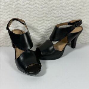 Naturalizer Black Open-Toe Platform Ankle-Strap Heels